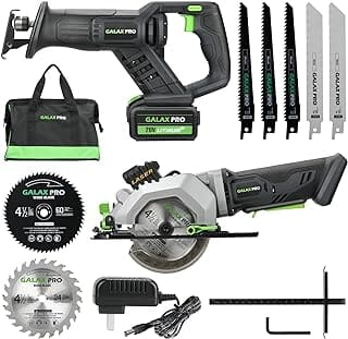 GALAX PRO Circular Saw and Reciprocating Saw Combo Kit with 1pcs 4Ah Lithium Battery and One Charger, 7 Saw Blades and Tool Bag