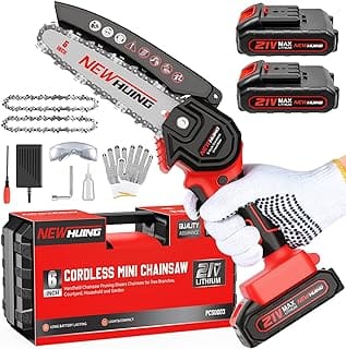Mini Chainsaw 6-Inch Cordless - Handheld Electric 21V Battery Powered Hand Chainsaw