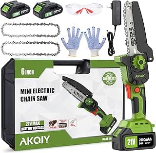 Cordless Electric Chainsaw, Upgraded 650W Brushless Motor, 6 Inch Saw with 2x 21V Batteries, Perfect for Woodworking, DIY, Outdoor Adventures, Christmas Tree Trimming, and Festive Decorations