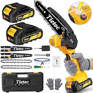 tietoc Mini Cordless Chainsaw 6 Inch Handheld Chain Saw With Security Lock Seniors Friendly Battery Powered Super Saws With Manganese Steel Chain  Automatic Oiler UPGRADE 2023