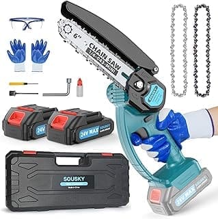 Mini Chainsaw 6IN Cordless Power Electric Mini Chainsaw Small Chainsaw with 2  2000MAH Batteries Pruning Shears Chainsaw for Wood Cutting Trimming Courtyard Garden Furniture2Chainsaws